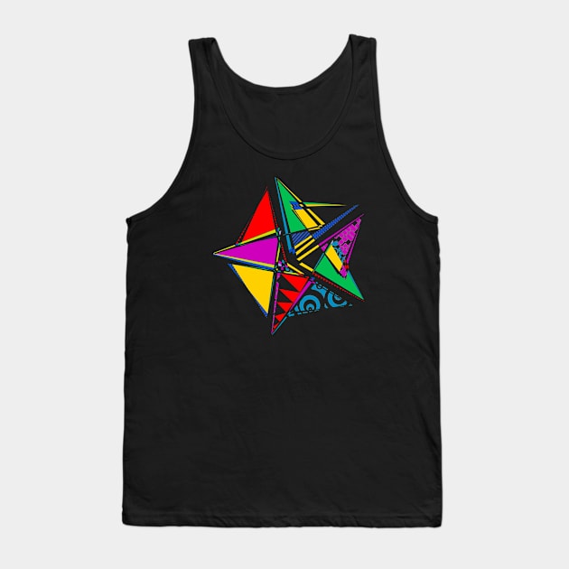 Data Art Maurer Rose | Abstract Funky Geometric Star Black Tank Top by aRtVerse